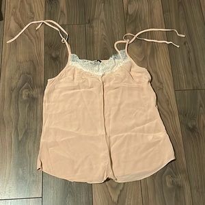 RW&CO dainty vintage baby pink top with lace